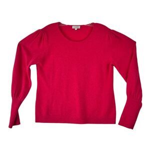 KINROSS Hot Pink Cashmere Pleated Raglan Long Sleeve Sweater Size Medium‎ *Flaw